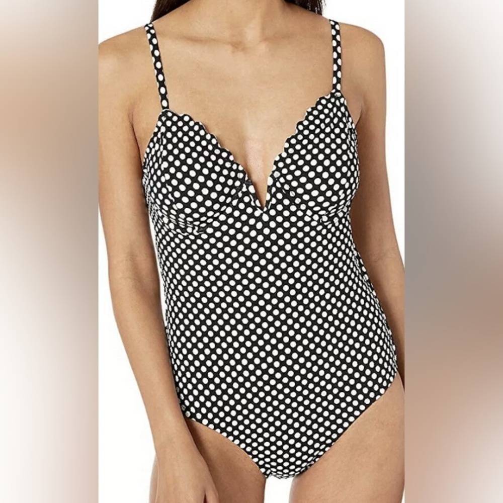 Jessica Simpson Black and White Polka Dot One-Piece Swimsuit